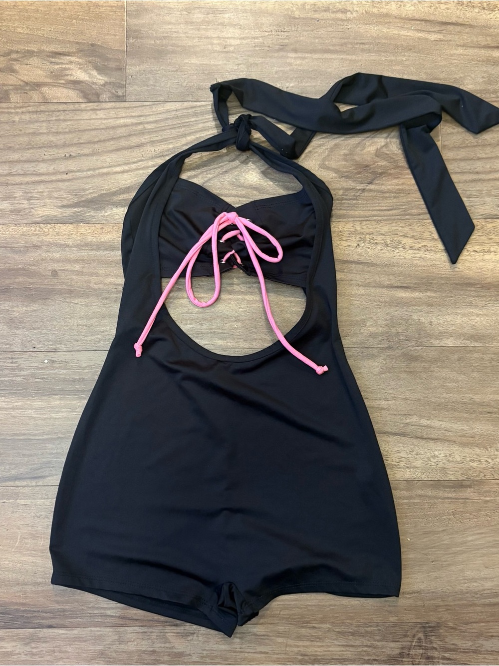 Hottie Pink and Black Halter Romper